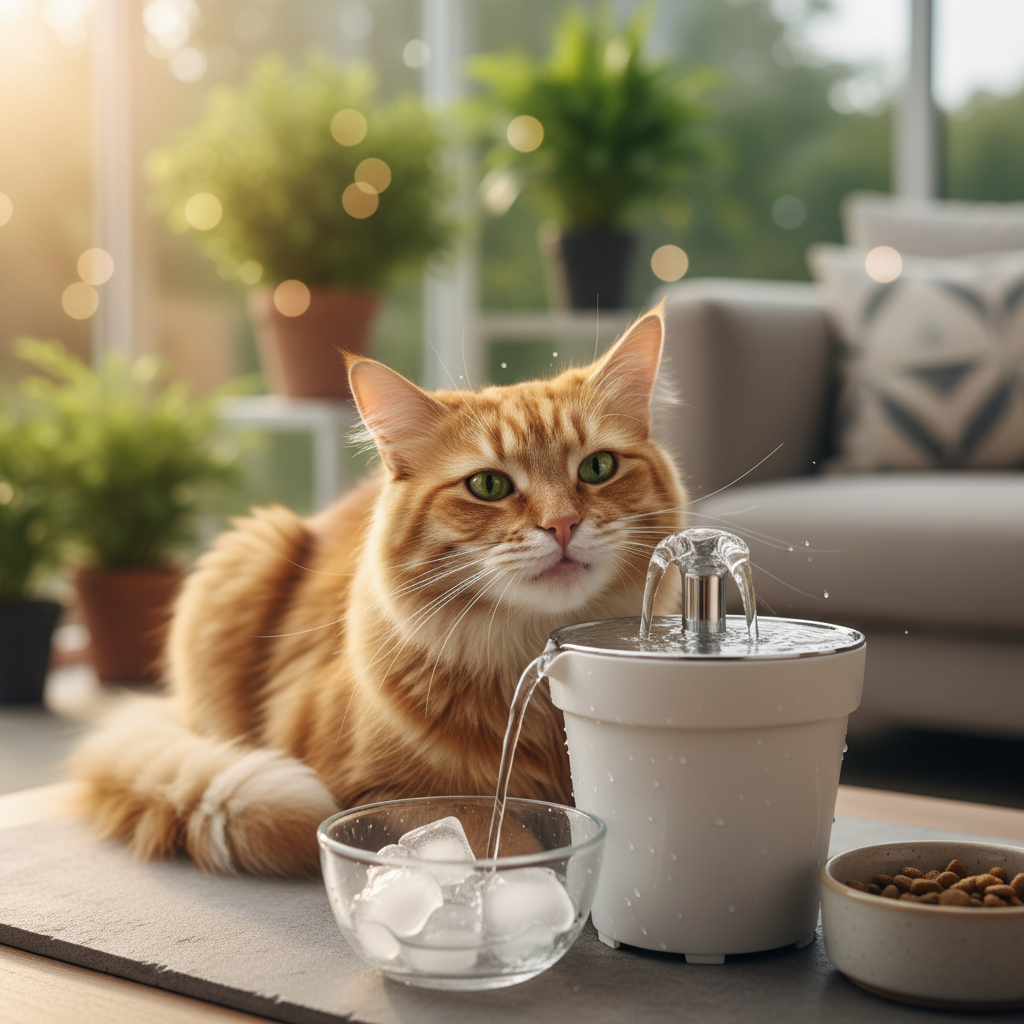 Guía de hidratación veraniega para gatos senior con ERC